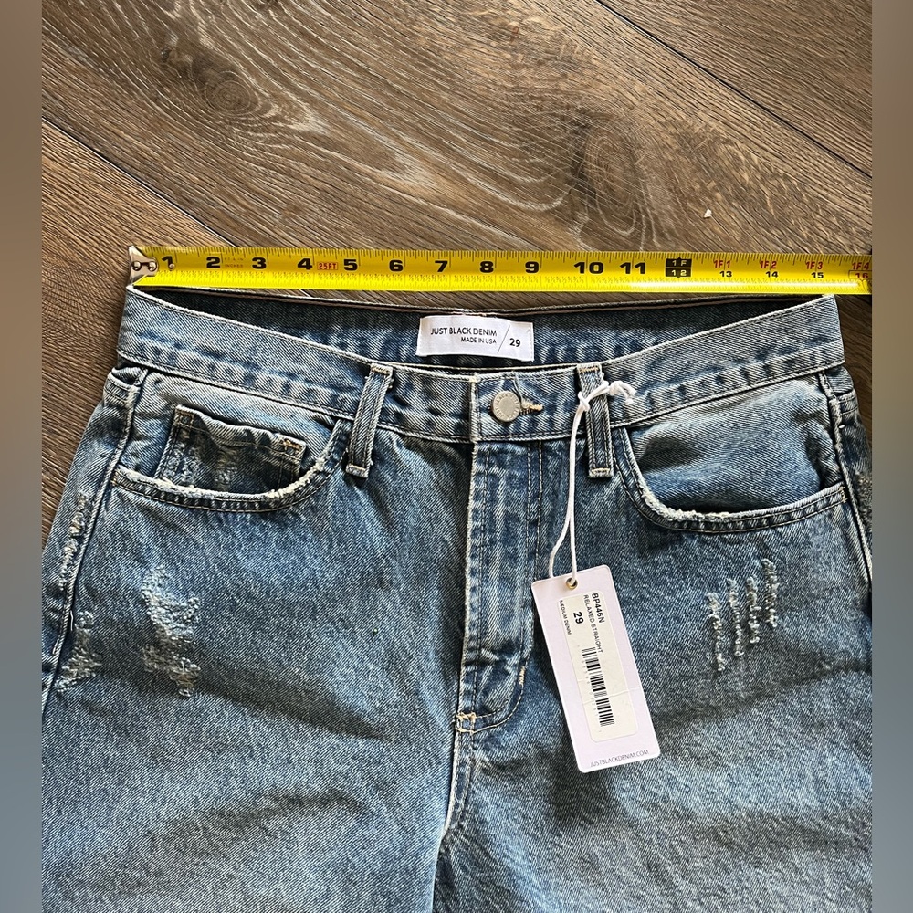 NWT Just Black Denim Straight Relaxed fit medium wash distressed high rise - Picture 7 of 11